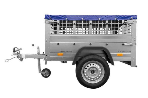 Petite remorque Garden Trailer 150 KIPP [avec bâche plate grise, roue jockey, Tige de support bâche] – Image 3
