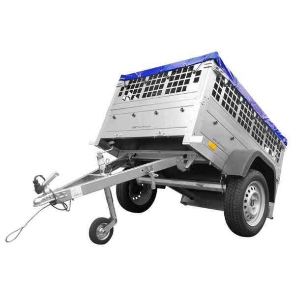 Petite remorque Garden Trailer 150 KIPP [avec bâche plate grise, roue jockey, Tige de support bâche]