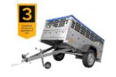 Remorque grillagée Garden Trailer 200 KIPP avec bâche plate grise, tiges de support bâche, ridelles grillagées et roue jockey