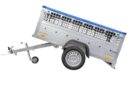 Remorque grillagée Garden Trailer 200 KIPP avec bâche plate grise, tiges de support bâche, ridelles grillagées et roue jockey