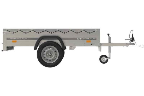 Remorque légère Garden Trailer 200 Kipp avec roue jockey, châssis H-0 et bâche plate grise – Image 10