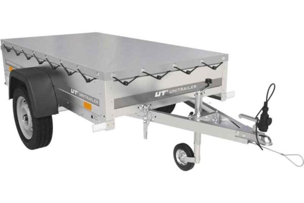 Remorque légère Garden Trailer 200 Kipp avec roue jockey, châssis H-0 et bâche plate grise – Image 2