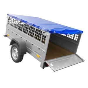 Remorque simple essieu 200x125 avec bâche plate, tiges de support bâche, ridelles grillagées et roue jockey - Garden Trailer 201 KIPP
