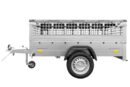 Remorque voiture utilitaire à benne basculante UNITRAILER 200x125 avec bâche plate, ridelles grillagées et roue jockey - Garden Trailer 201 KIPP