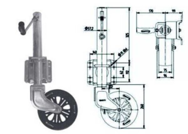 Roue jockey pivotante KNOTT TK57 500 kg – Image 5