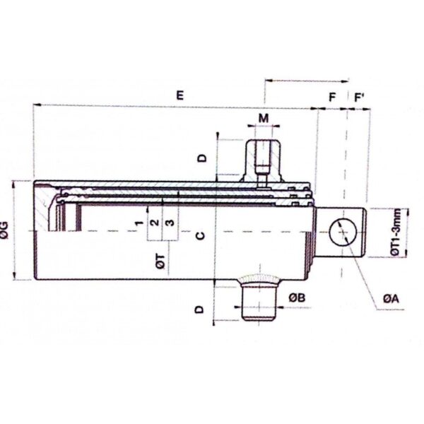 Vérin hydraulique basse articulation course 620mm pour remorque – Image 2